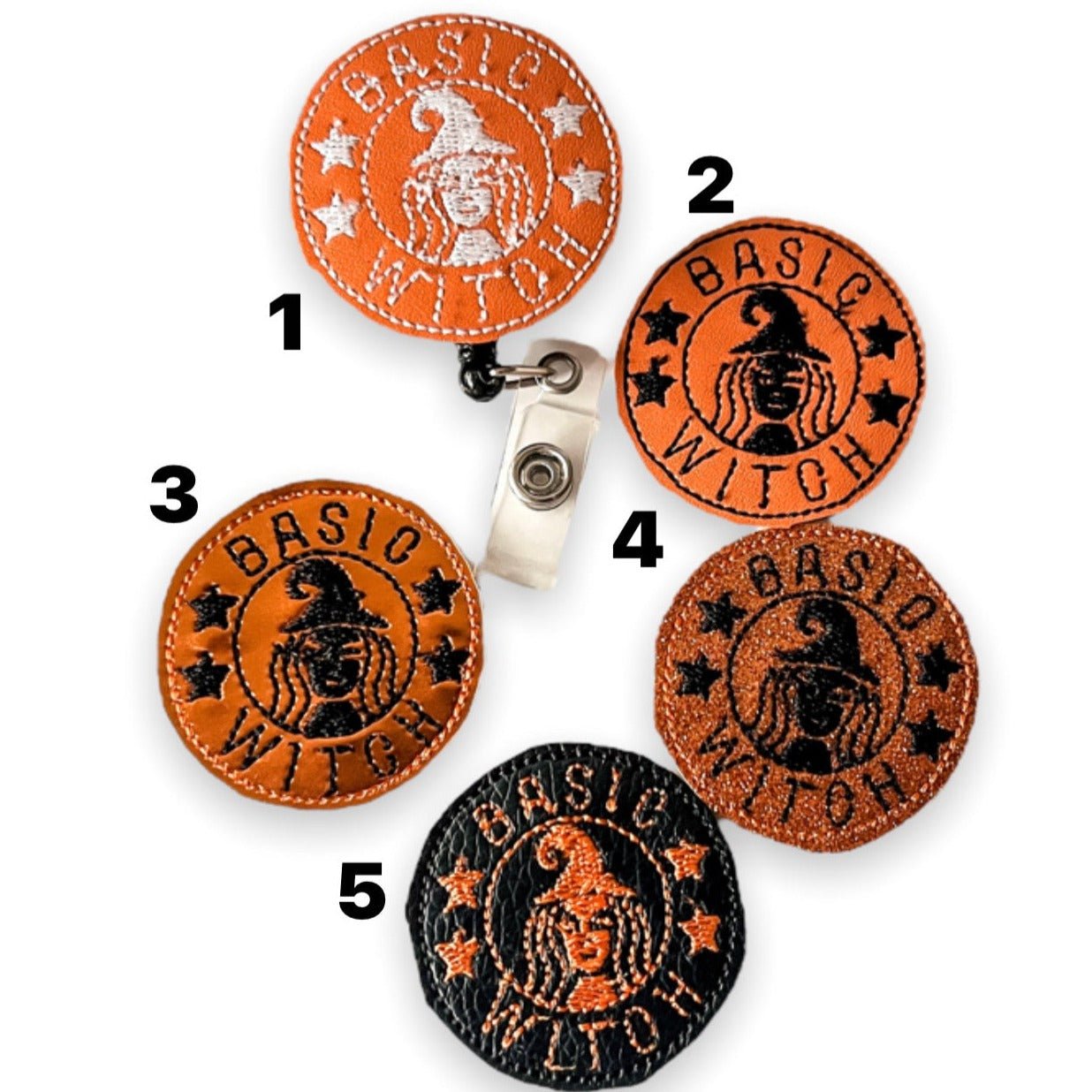 Vinyl Basic Witch Orange Badge Topper + Reel - | Happie Potato Image 1