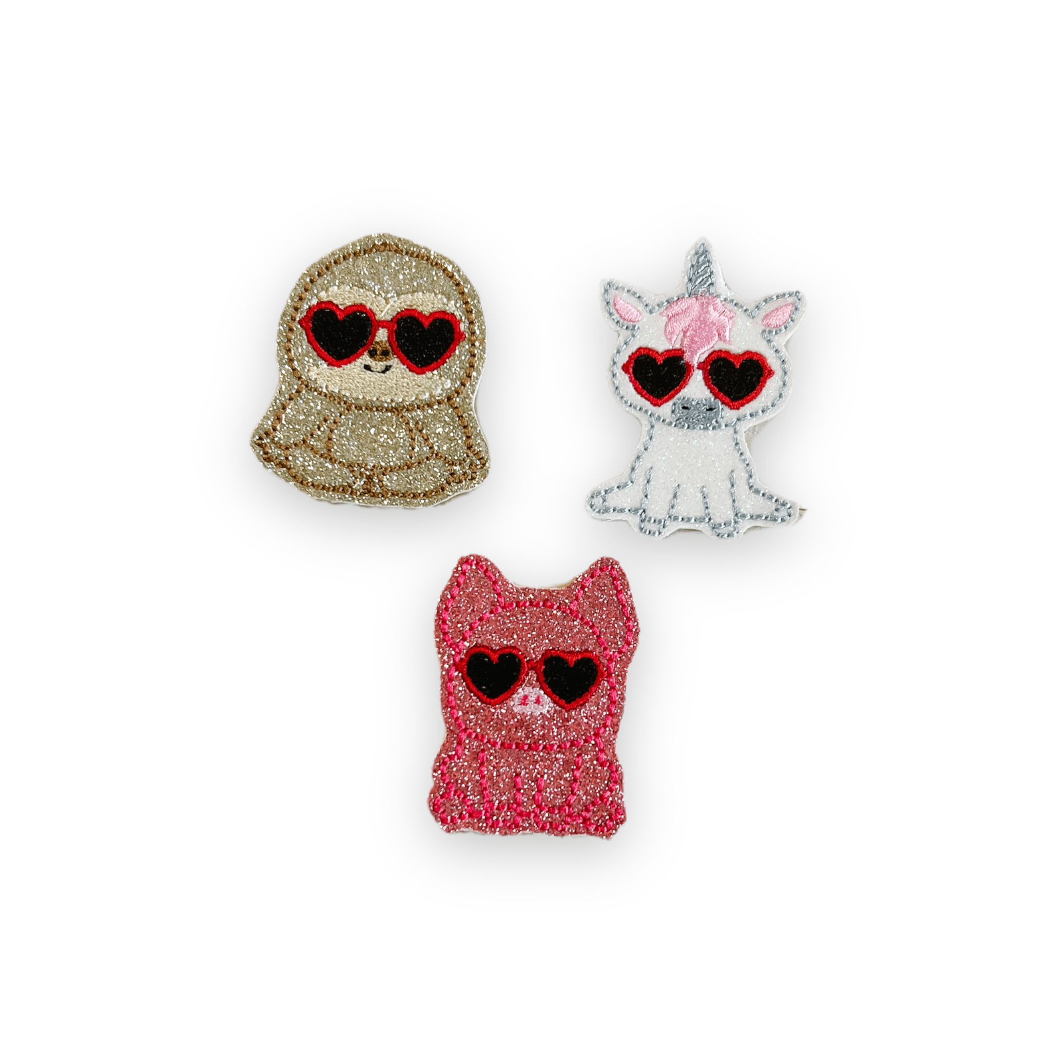 Vinyl Heart Glasses Animal Badge Topper + Reel - | Happie Potato Image 1