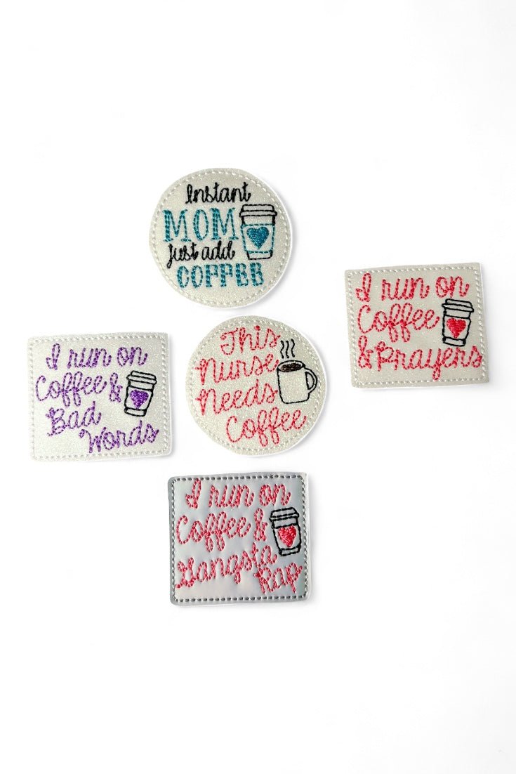 Vinyl I Run On Coffee Badge Topper + Reel - | Happie Potato Image 1