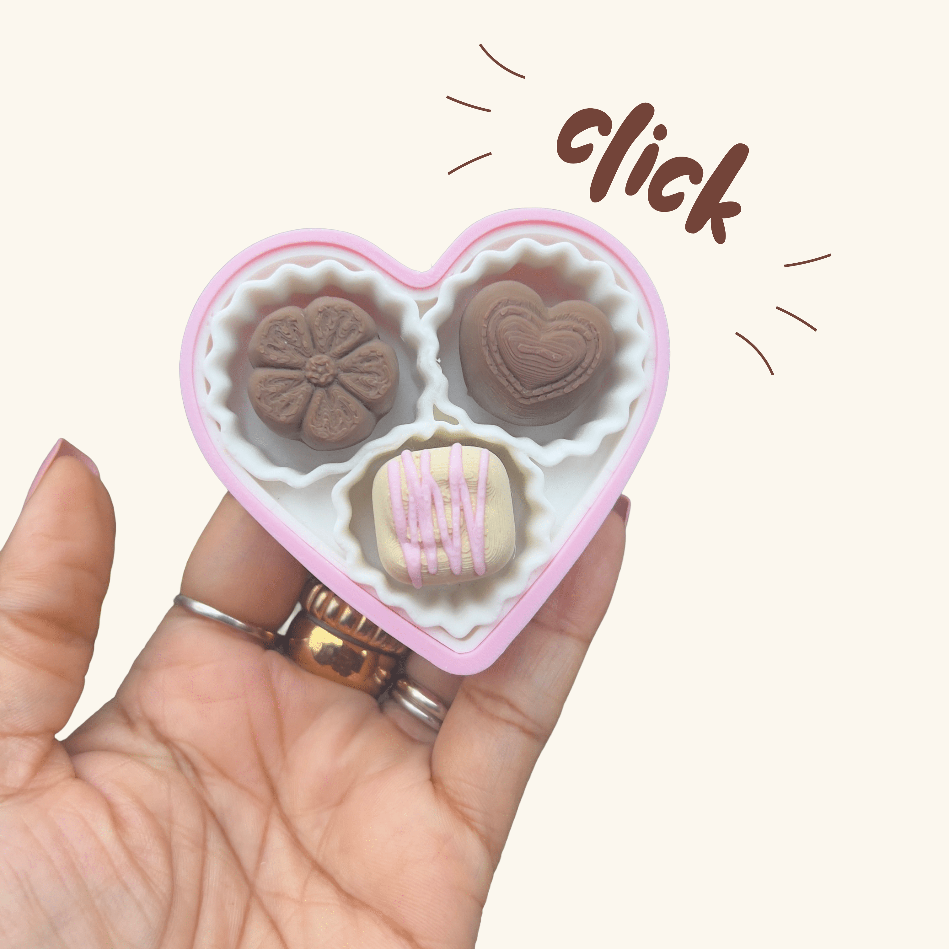 Valentines Heart Box 3D Printed Fidget Toy Clicker - Happie Potato