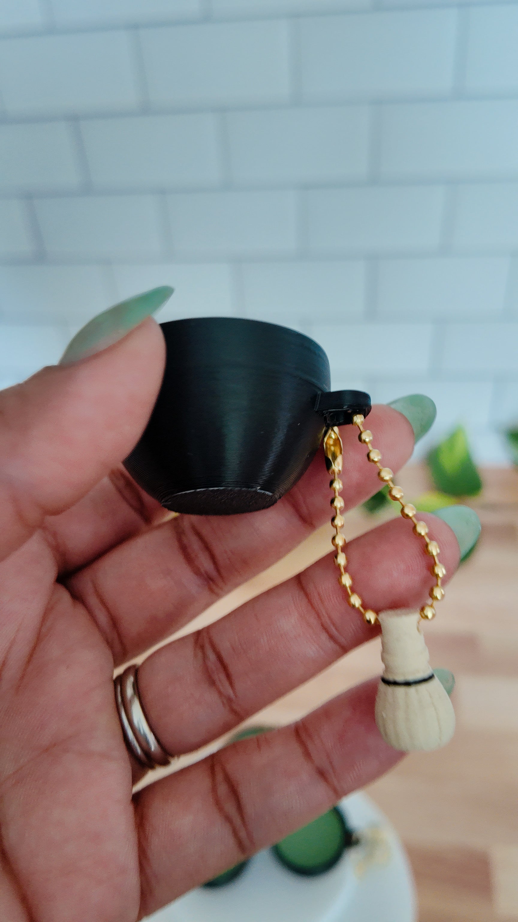 Matcha 3D Fidget Clicker with Mini Whisk Charm - Satisfying ASMR Keychain - | Happie Potato Image 5