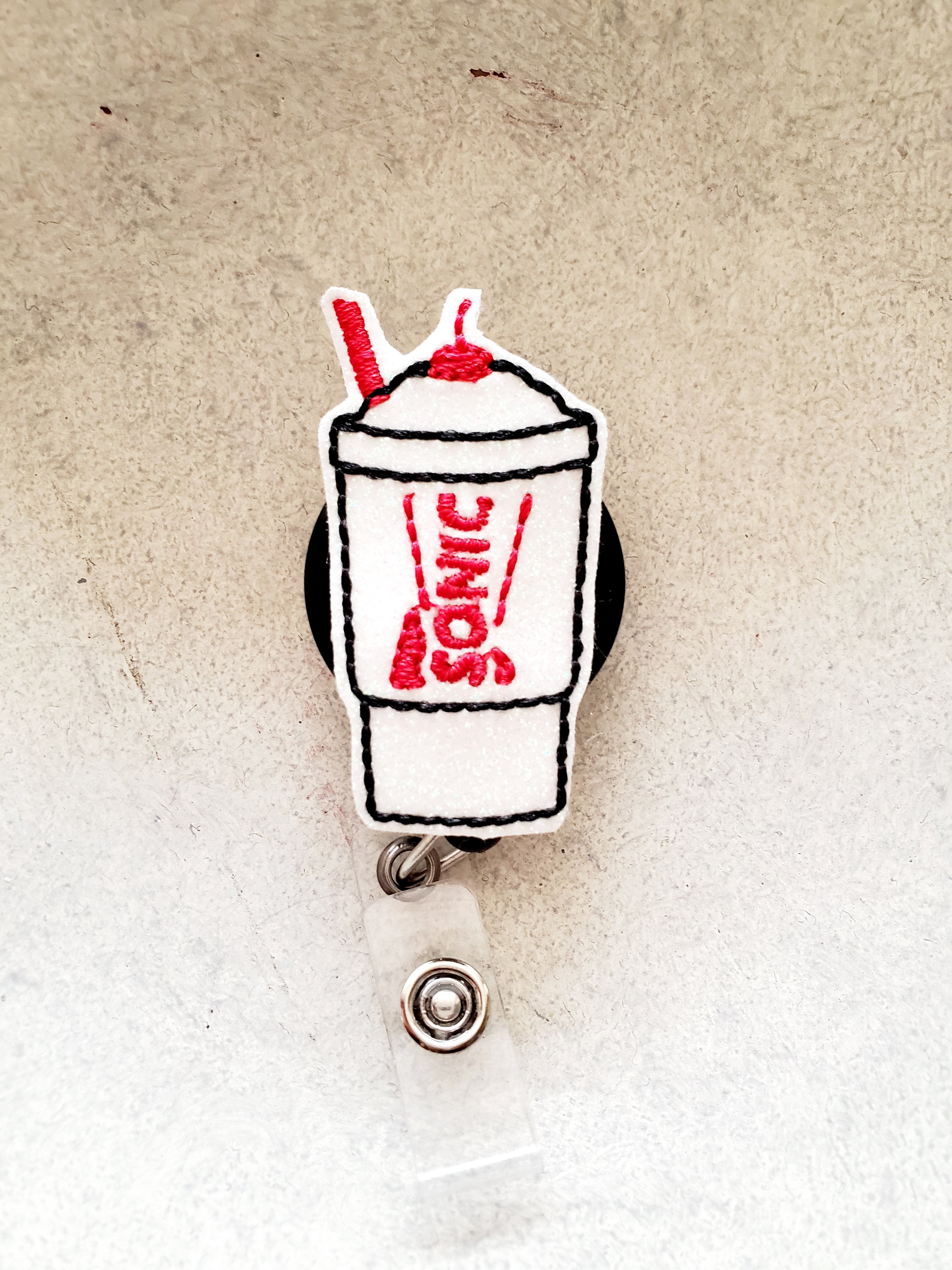 Sonic Soda Cup Badge Reel -Glitter - love tan co.
