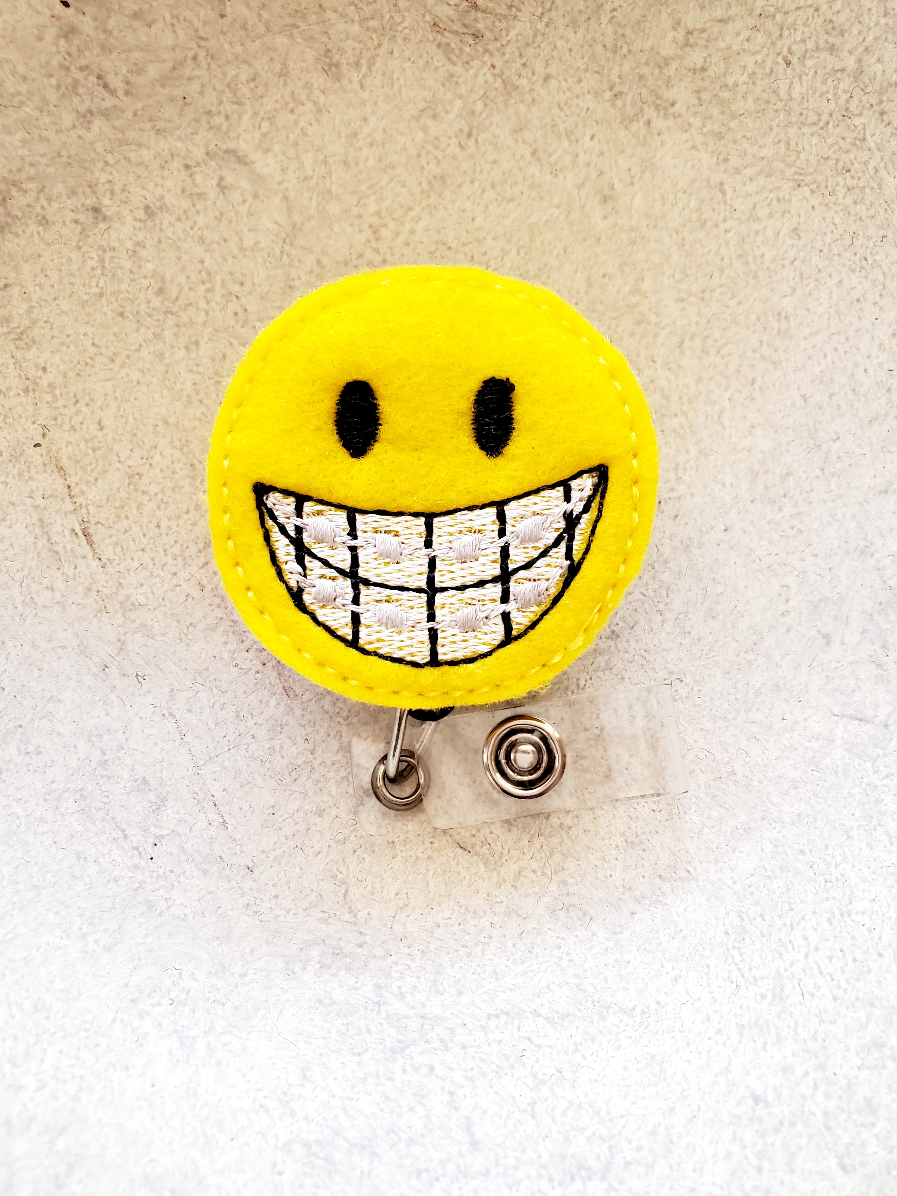 Smiley Face Braces Badge Reel (Ortho) - love tan co.